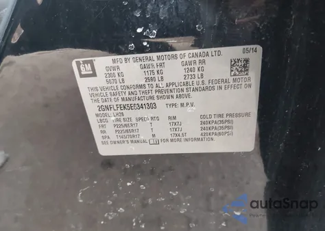 2014 Chevrolet Equinox 1Lt from USA, damaged, VIN 2GNFLFEK5E6341303